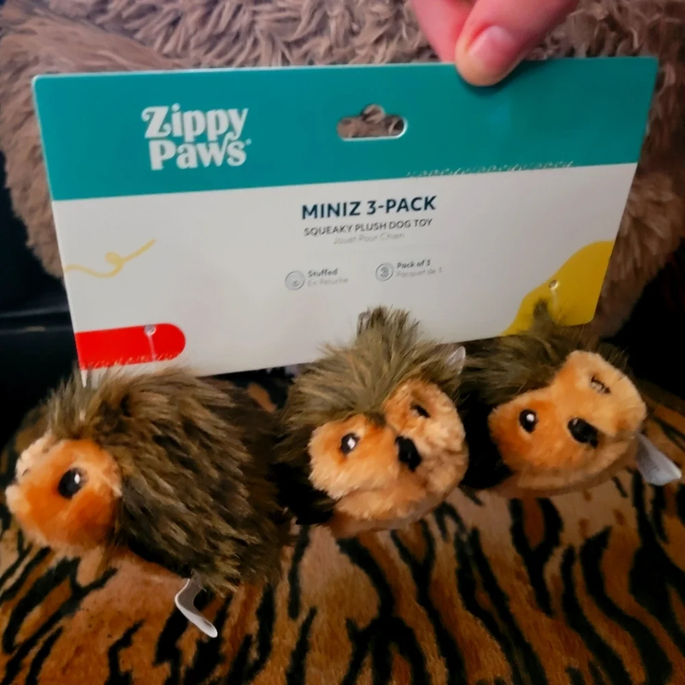 Zippy Paws Brown and Tan Hedgehog Plush Dog Toy 3 Pack Mini Ea.