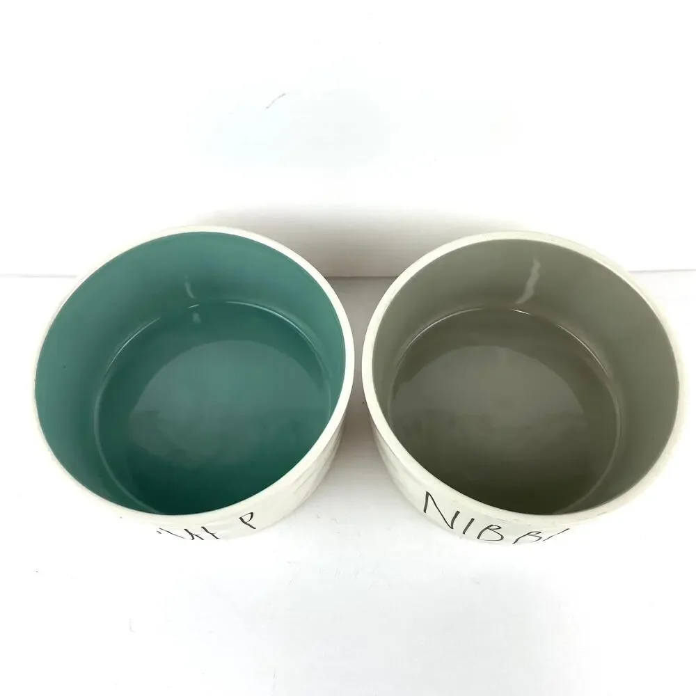 Rae Dunn Nibble and Gulp Dog Bowl Set