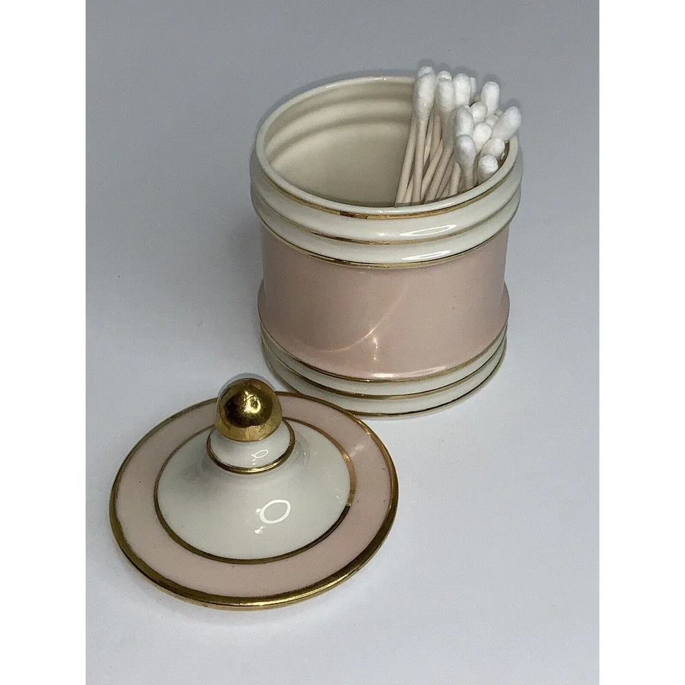 Vtg Fransiscan Canister Pottery Kaolena Vanity / Tea Pink Covered Jar 4.5