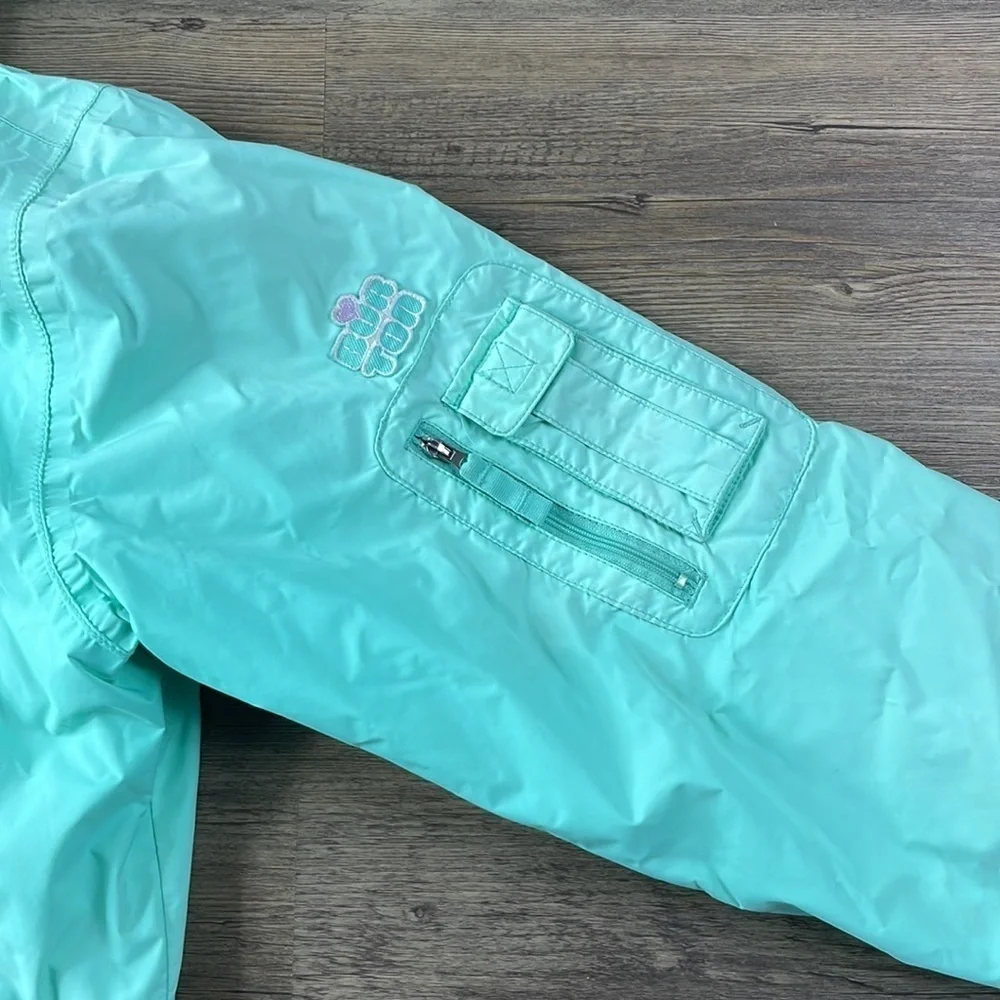 Billabong Girls Mint Green Mid Weight Hooded Windbreaker Jacket, size XL