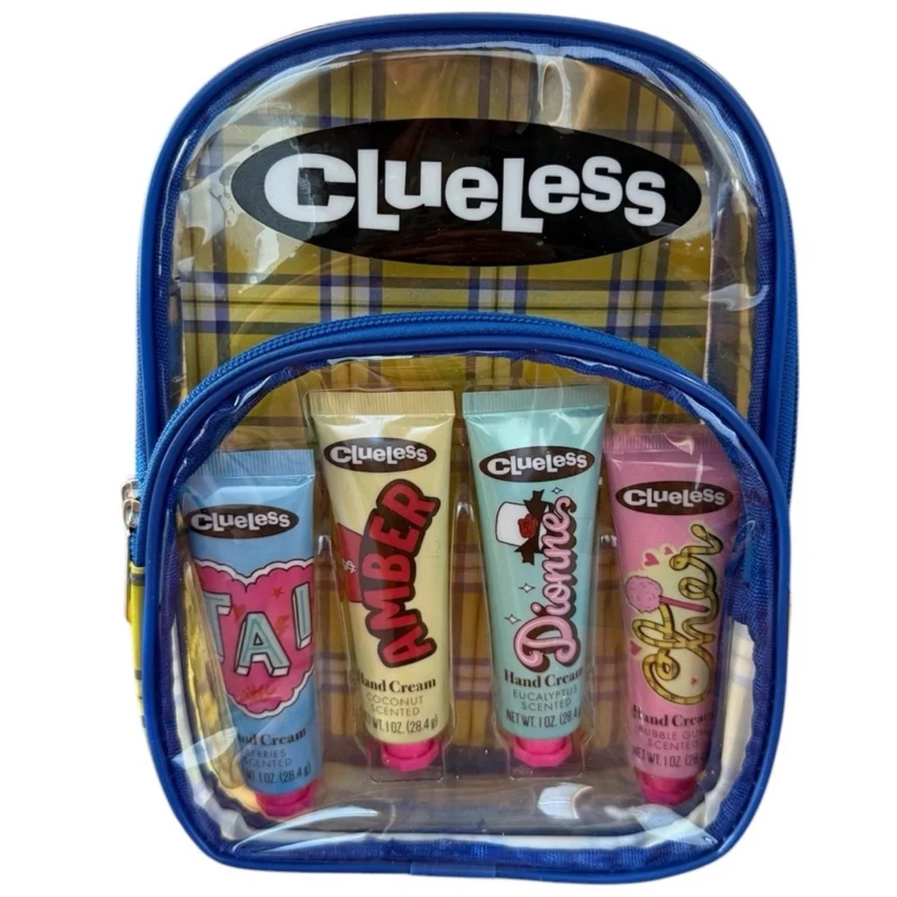 New Clueless Blue Plaid Backpack with Hand Cream Set