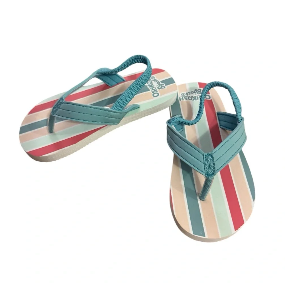 OshKosh B'gosh Kids Striped Sandals - Teal and Multicolor size 9