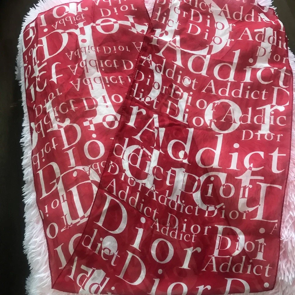 DIOR…Red and White Silk Scarf