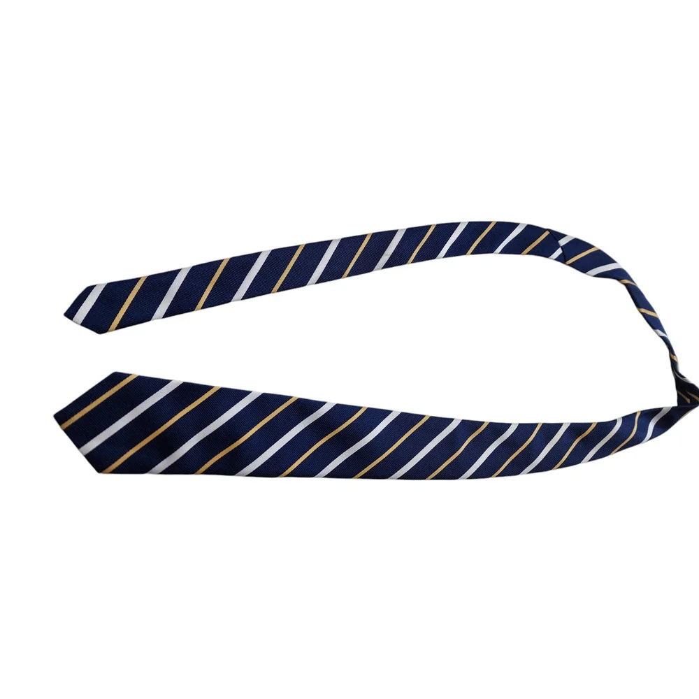 Vintage Designer Creations Mens Tie Necktie Blue Yellow White Stripes Office