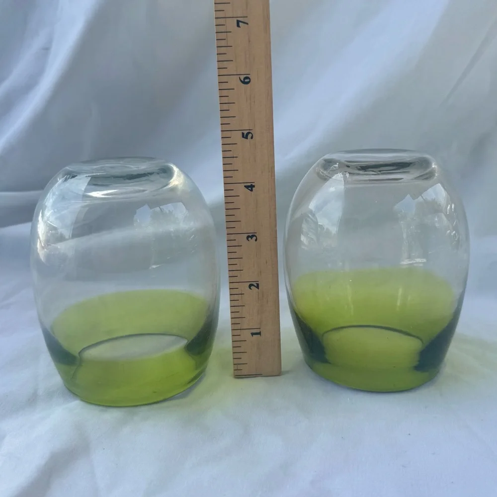 Green Handblown Lowball Cocktail Glasses