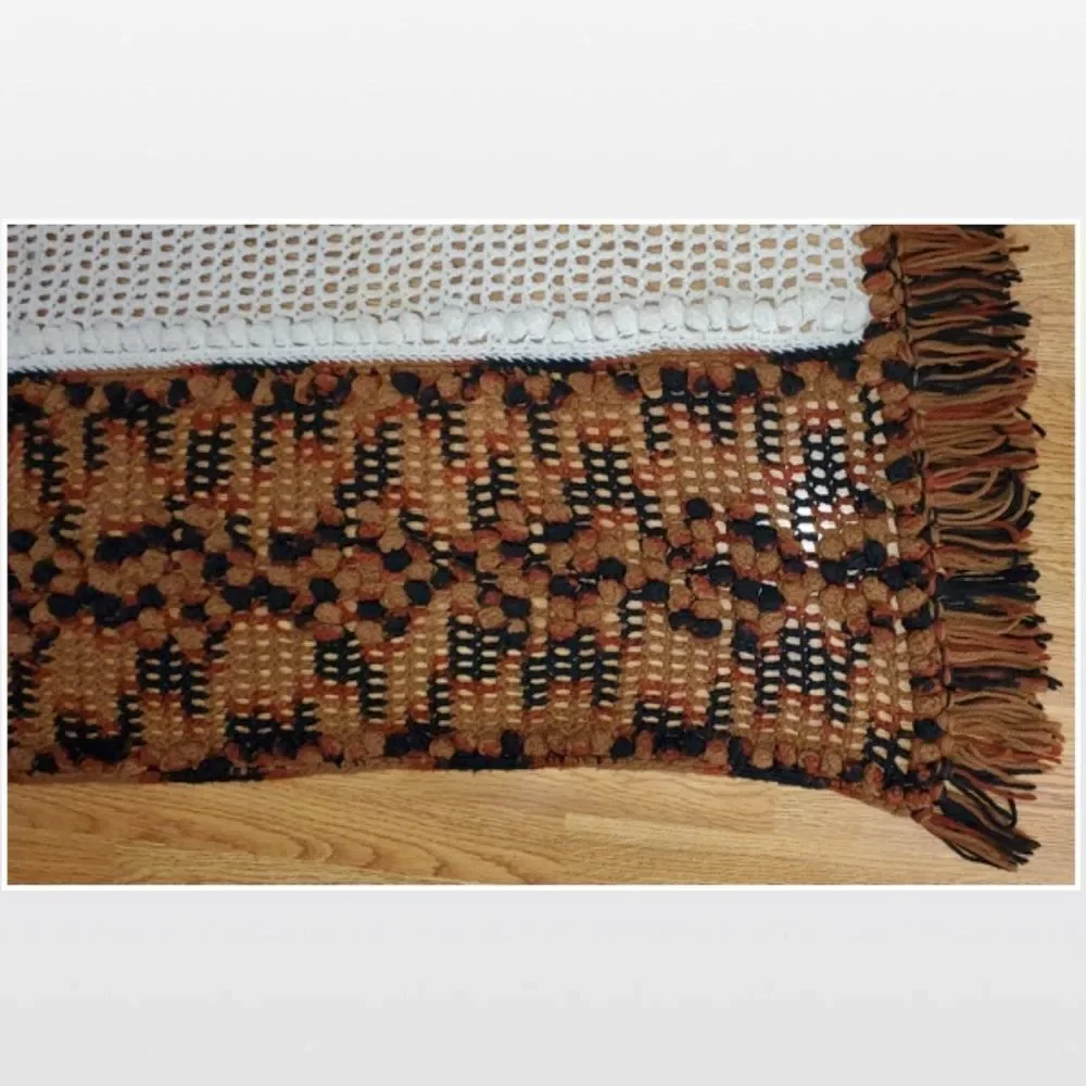 Vintage Hand Crochet Striped Blanket Home