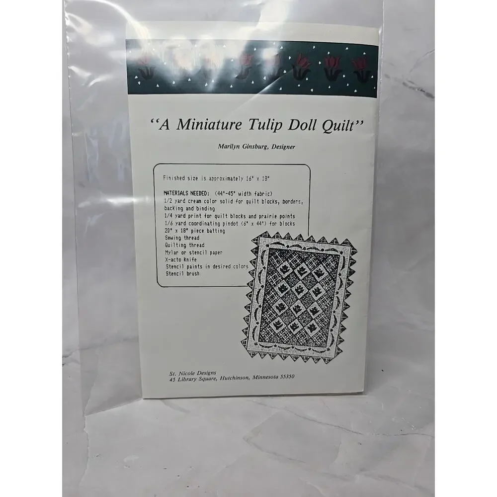 St. Nicole Designs Doll Quilt Pattern Christmas Tulips