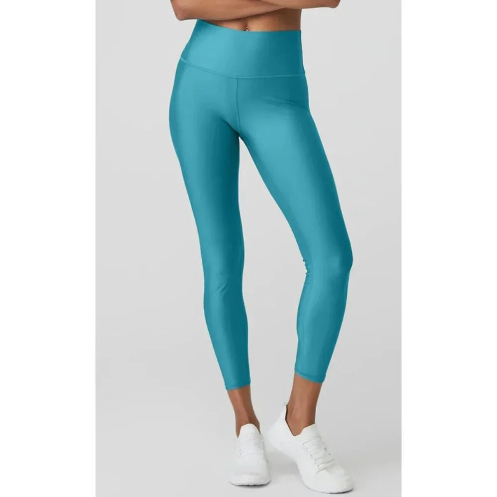 Alo 7/8 High-Waist Airlift Leggings Blue Splash Hi-Rise Waisted Tights Skinny L