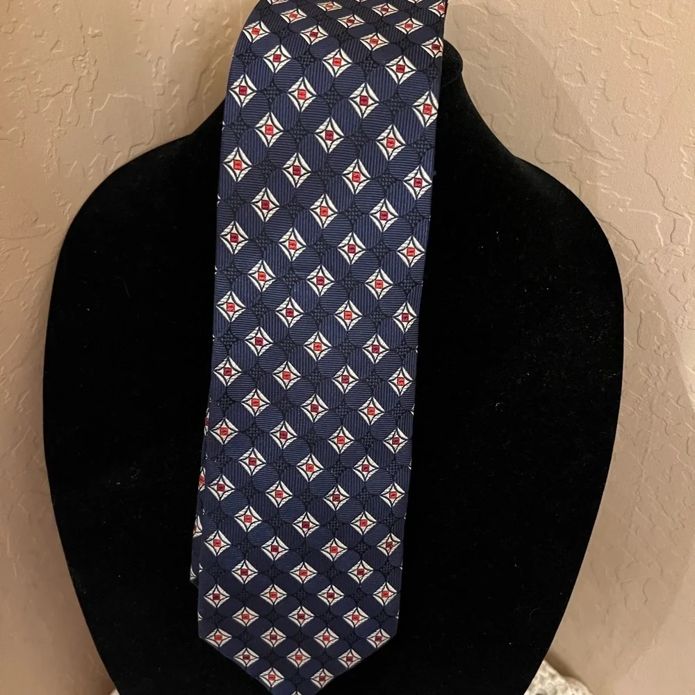 Jos A Banks Blue and Red Executive Silk Tie