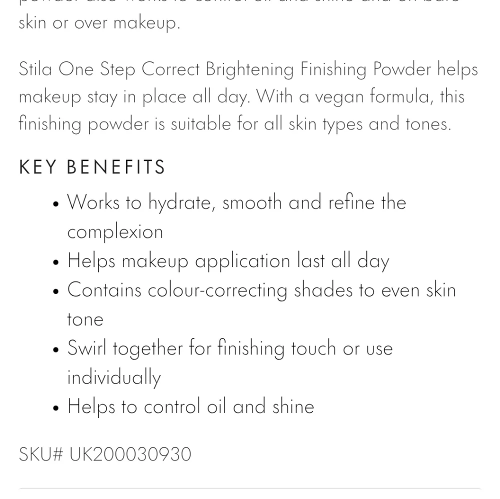 NEW Stila One Step Correct Brightening Finishing Powder