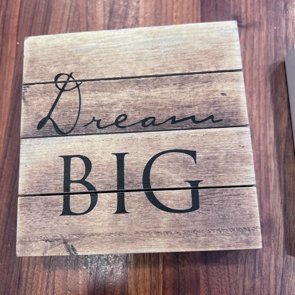 Dream Big Wooden Plaque and Adventure Awaits Framed Art Set
