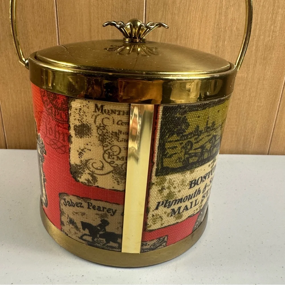 Vintage Ice Bucket Serv-Master Creations Advertising Mid Century Modern Red