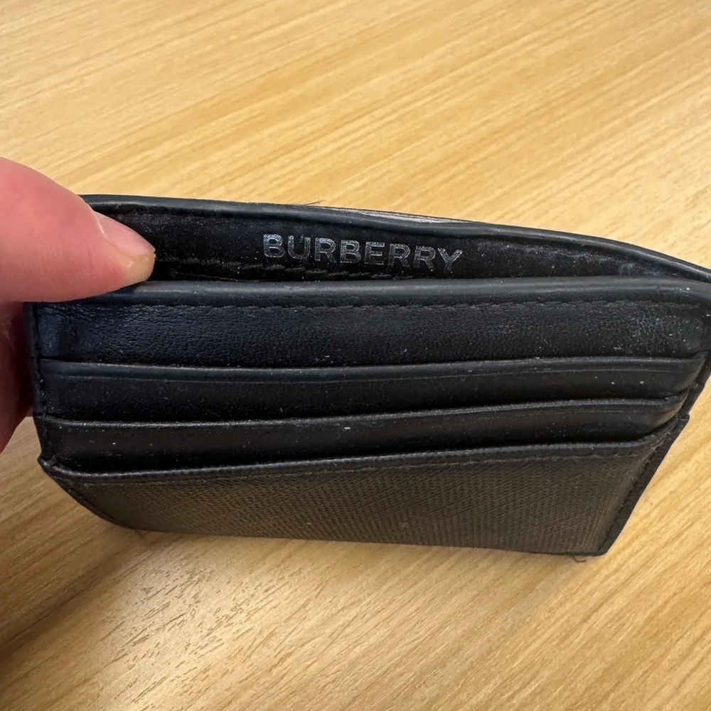 Burberry Black Check Card Holder with Money Clip