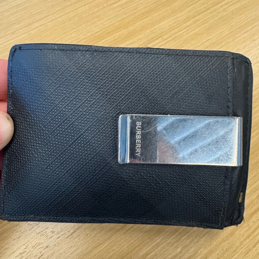 Burberry Black Check Card Holder with Money Clip