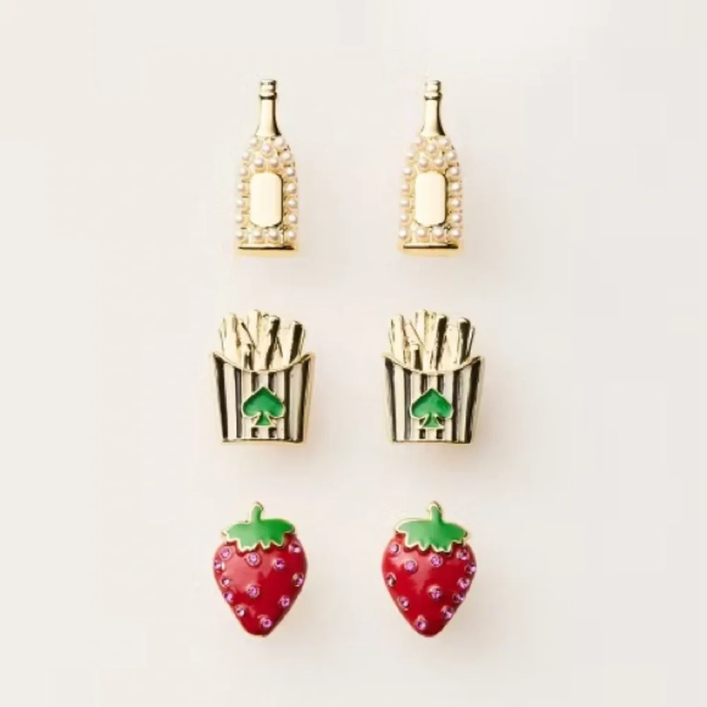 NWT Mixed Novelty Stud Earrings 3pk kate spade new york x Target Red/Green/Gold