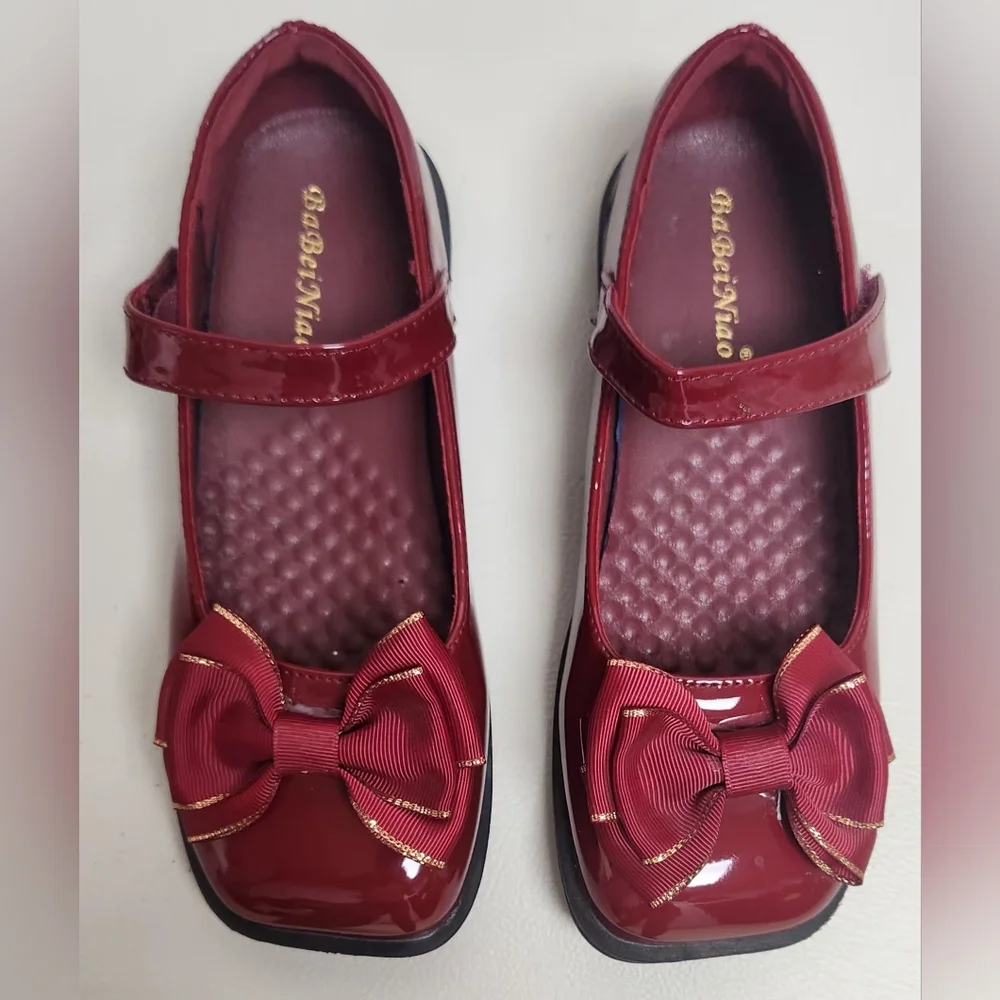 Kids Red Bow Shoes