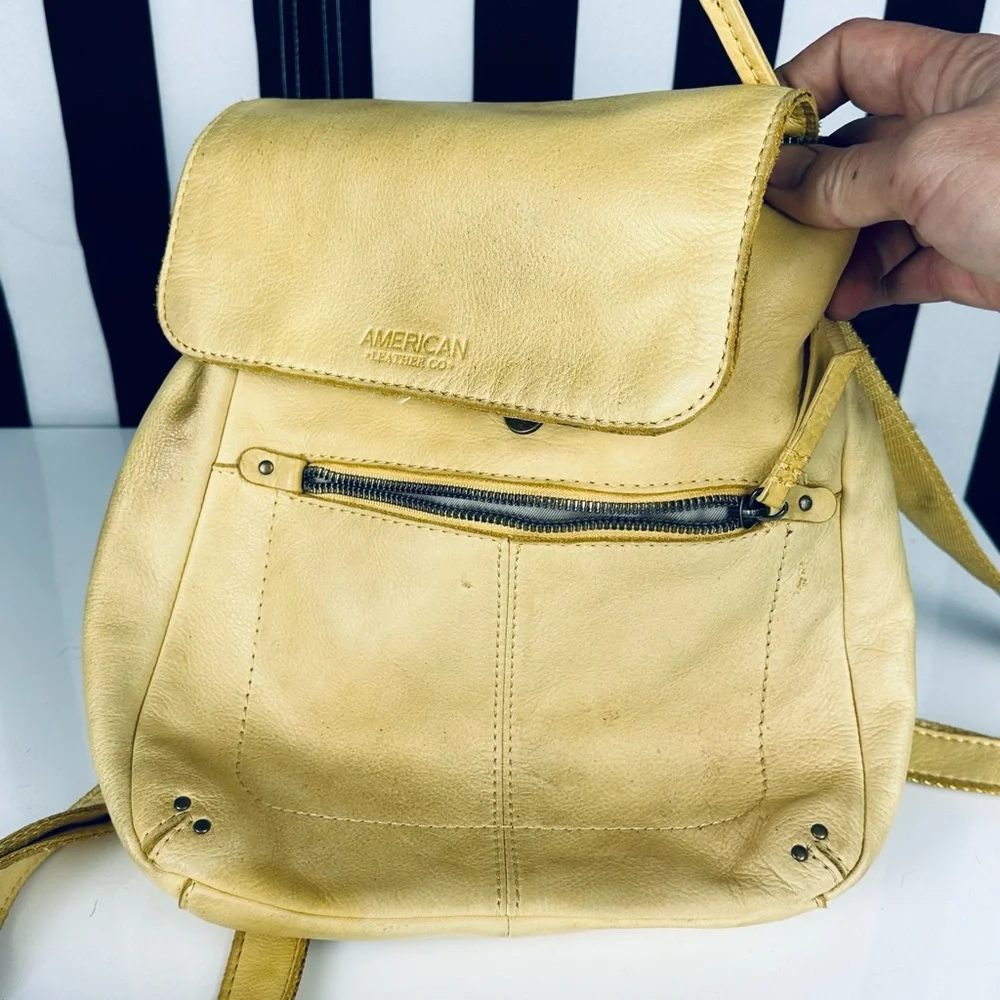 American Leather Company Vintage Soft Yellow Leather Backpack