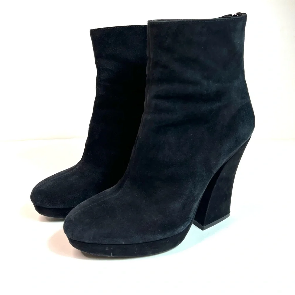Alice+Olivia Suede Platform Heeled Booties Boots Black Size 8.5