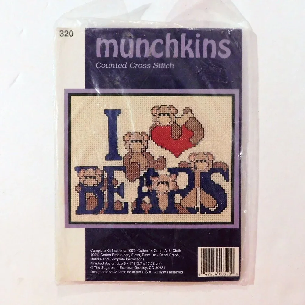 Munchkins Counted Cross Stitch Kit I Love Bears 5