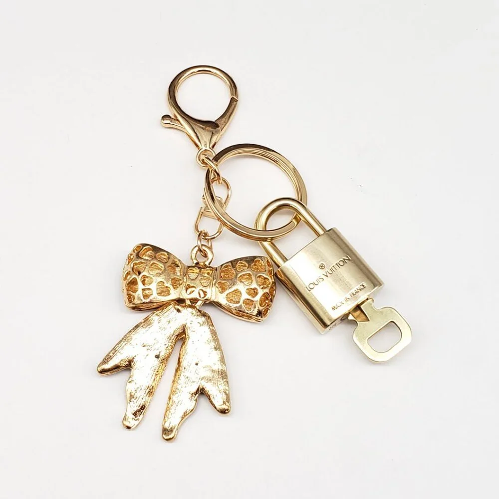 Louis Vuitton Gold Lock 🔒 Authentic LV Key + Unbranded Ribbon Bag Charm
