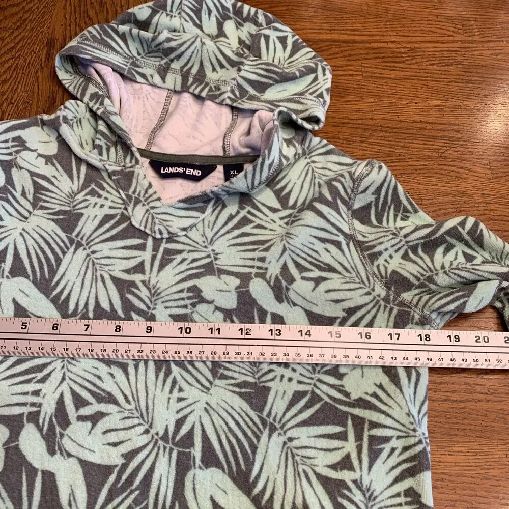 Lands End Hoodie Top Coverup Terry Youth Unisex XL 14/16 Kanga Pocket Swim Pool