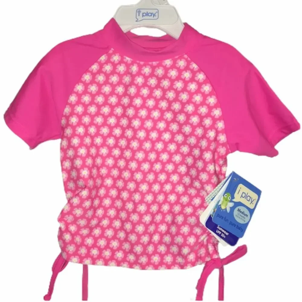 I Play Flower Swim Shirt Size 12 Months Pink