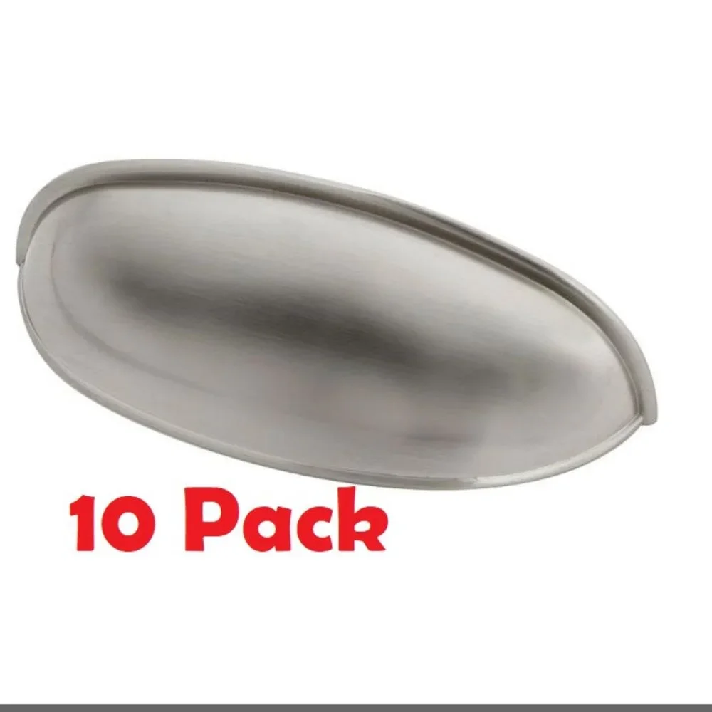 Everbilt 10 PACK SET 3 in. (76 mm) Satin Nickel Bin Cup Drawer Hardware Pull Han