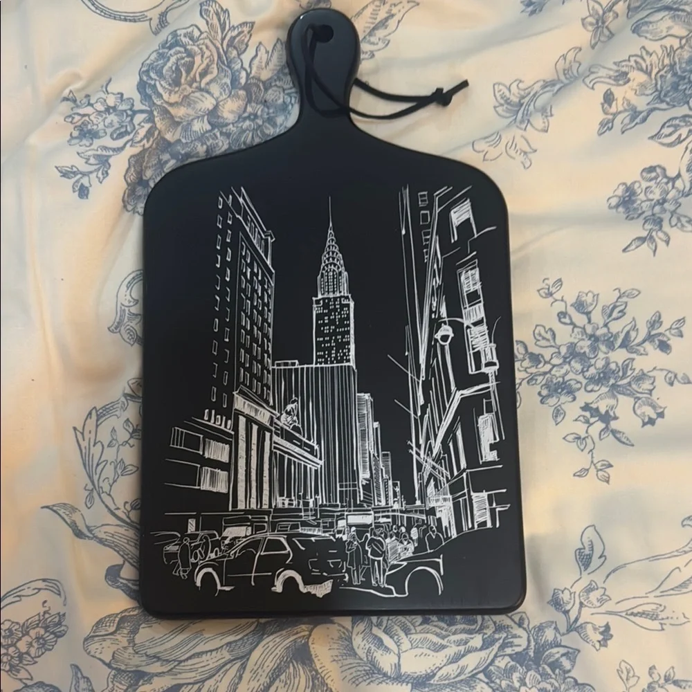 Saks fifth avenue Black Cityscape Cutting Board