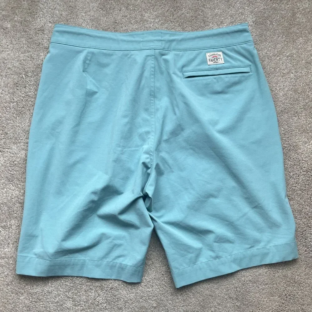 Faherty All Day Shorts Mens 32 Seafoam Green Chino Tech Board Performance Preppy