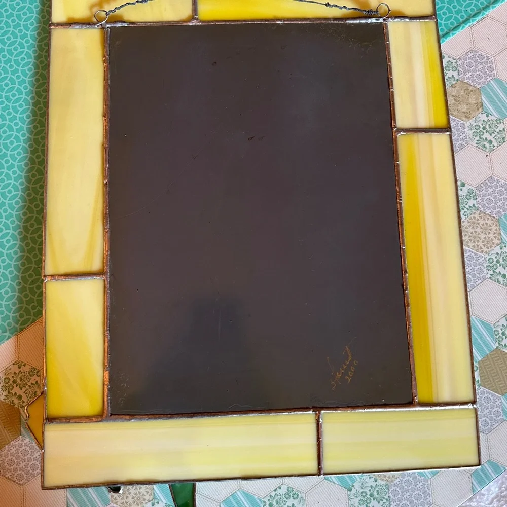 Yellow Green Stained Glass Fish Mirror