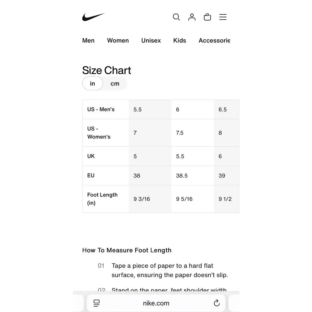 Nike youth size
