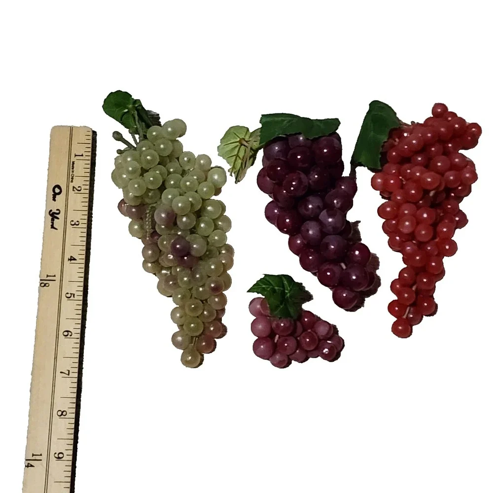 Vintage Faux Grapes Green Purple Artificial Rubber Plastic Fruit Small Lot of 4