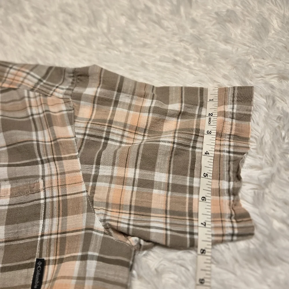Columbia Men's Short Sleeved Button Down Plaid Shirt-regular fit