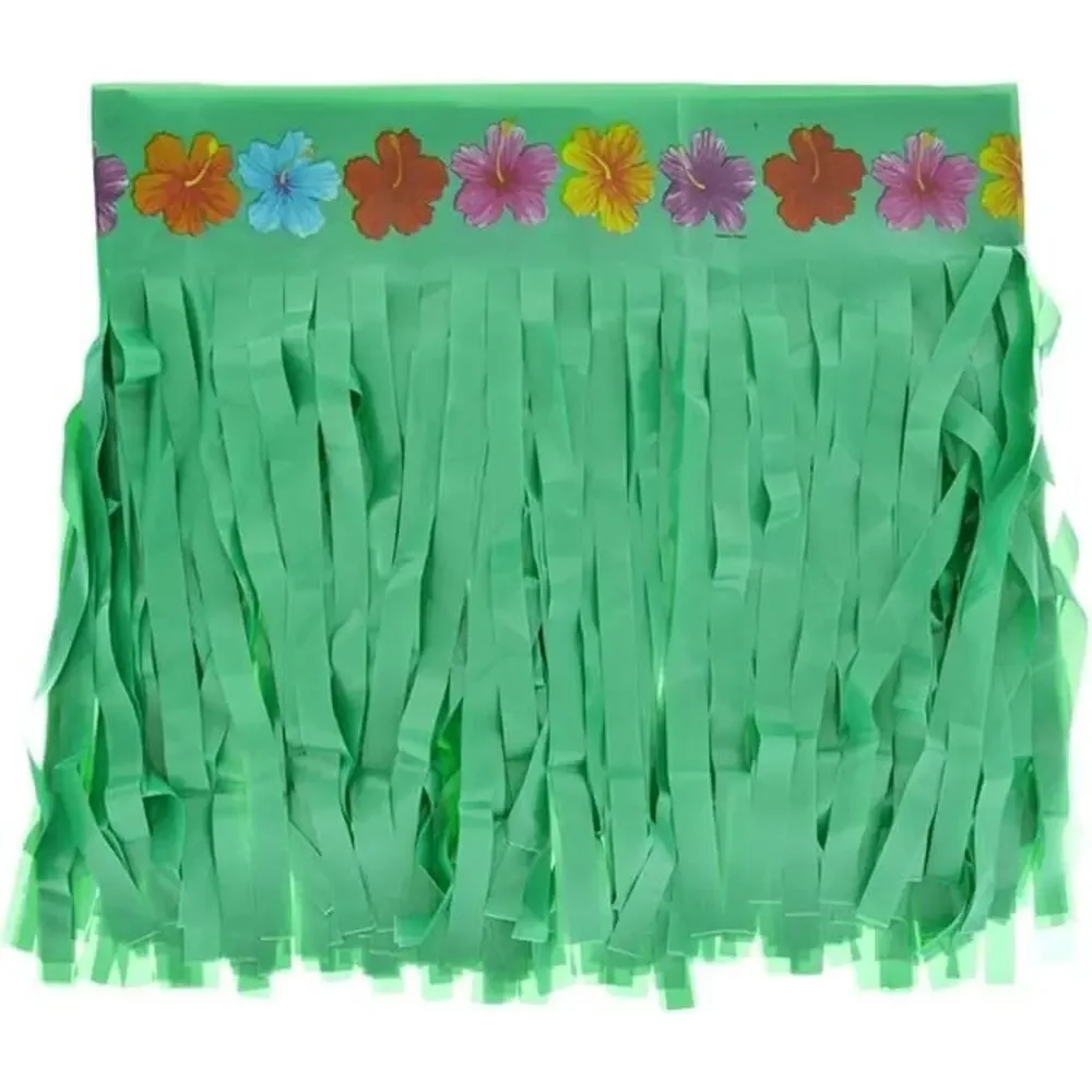 6 Pack 12X168 Inch Green Fringe Rectangle Table Skirts Tiki Beach Party Decor