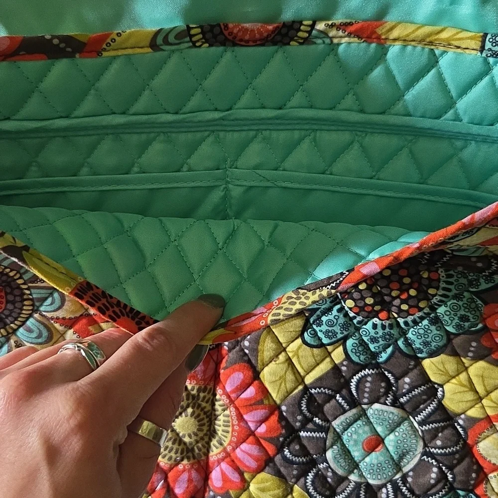 Vera Bradley Quilted Cushioned Floral Laptop Crossbody Bag In Flower Shower
