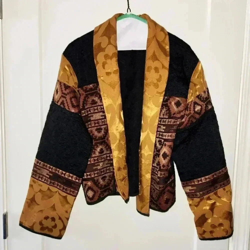Vintage Passports Black and orange jacket Size Med