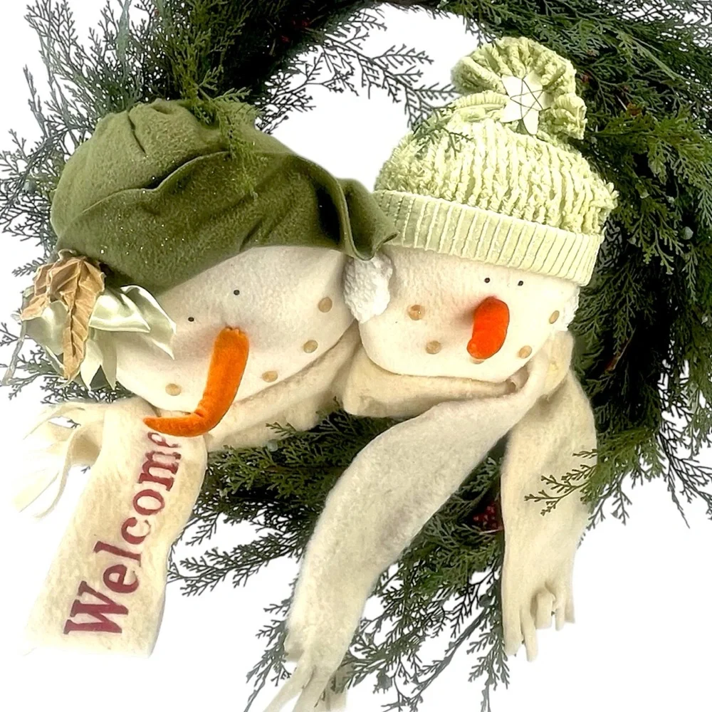 Festive Snowman Wreath with Green Accents