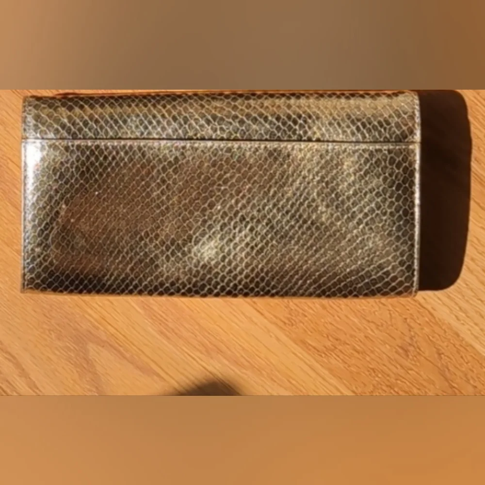 Michael Kors Metallic Gold Snake Print Clutch