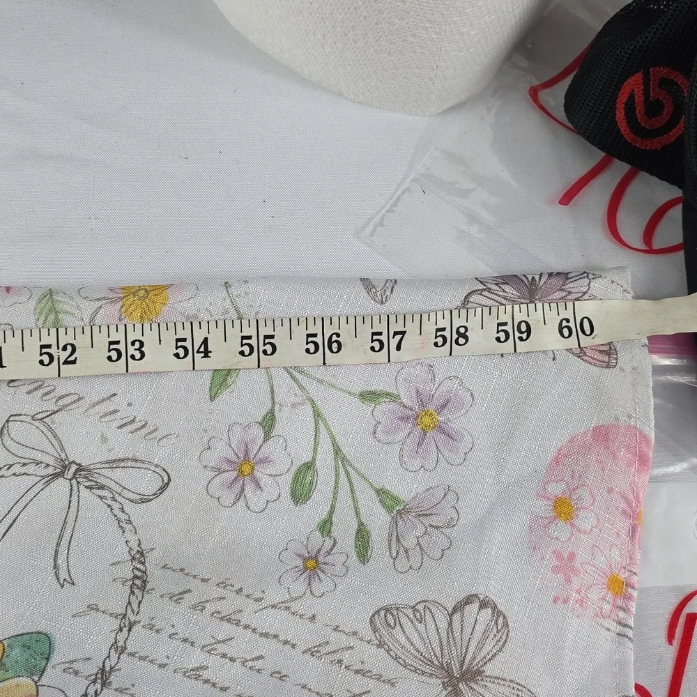 Easter Themed Tablecloth Oval*66x60*Rabbits Eggs Baskets Birds Cream/Pastels EUC