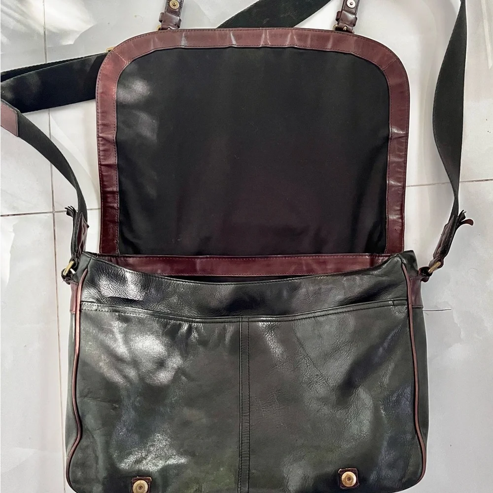 Vintage Classic COACH Black Leather Large Zippered Laptop Bag Briefcase
