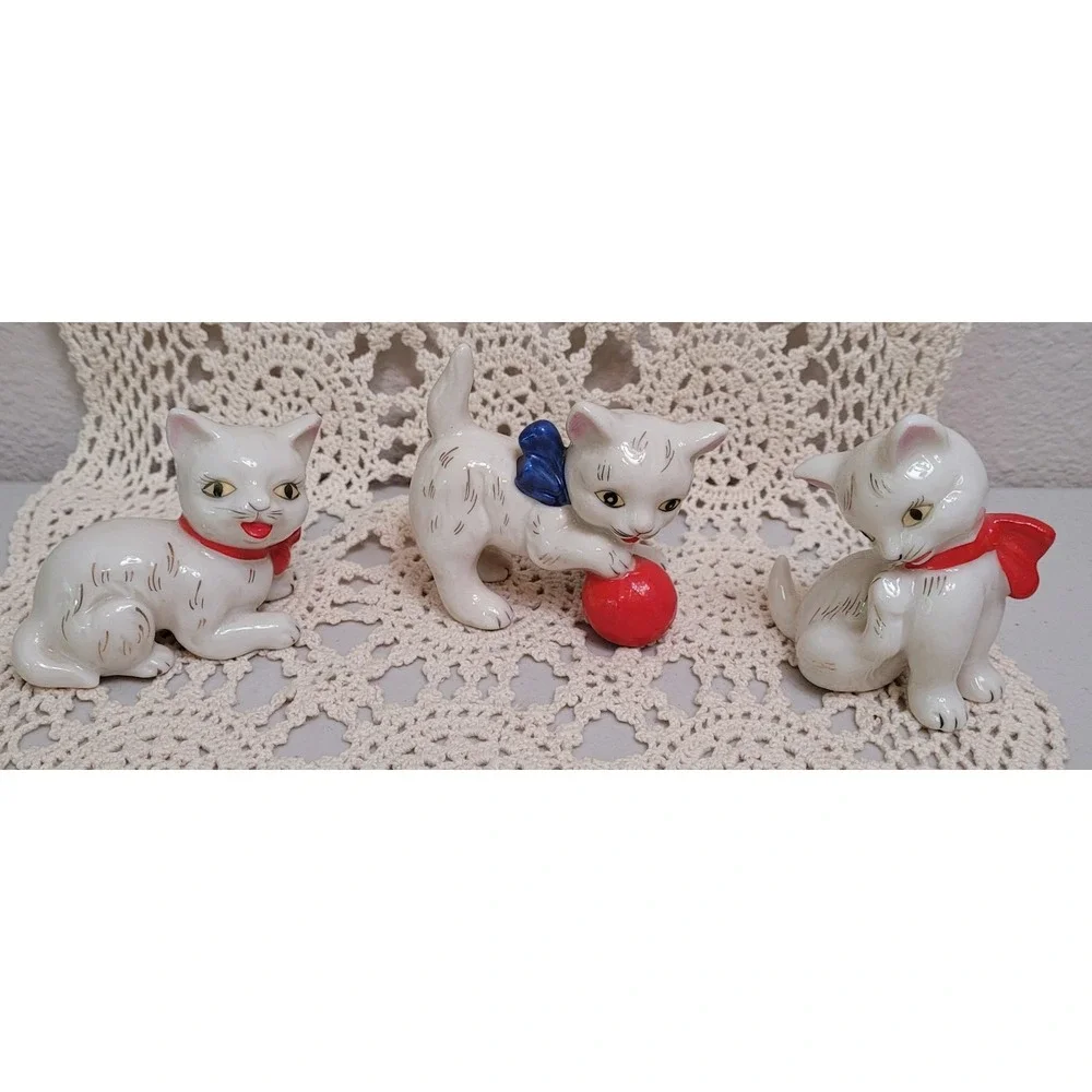 Vintage Ceramic Cat Set Japan