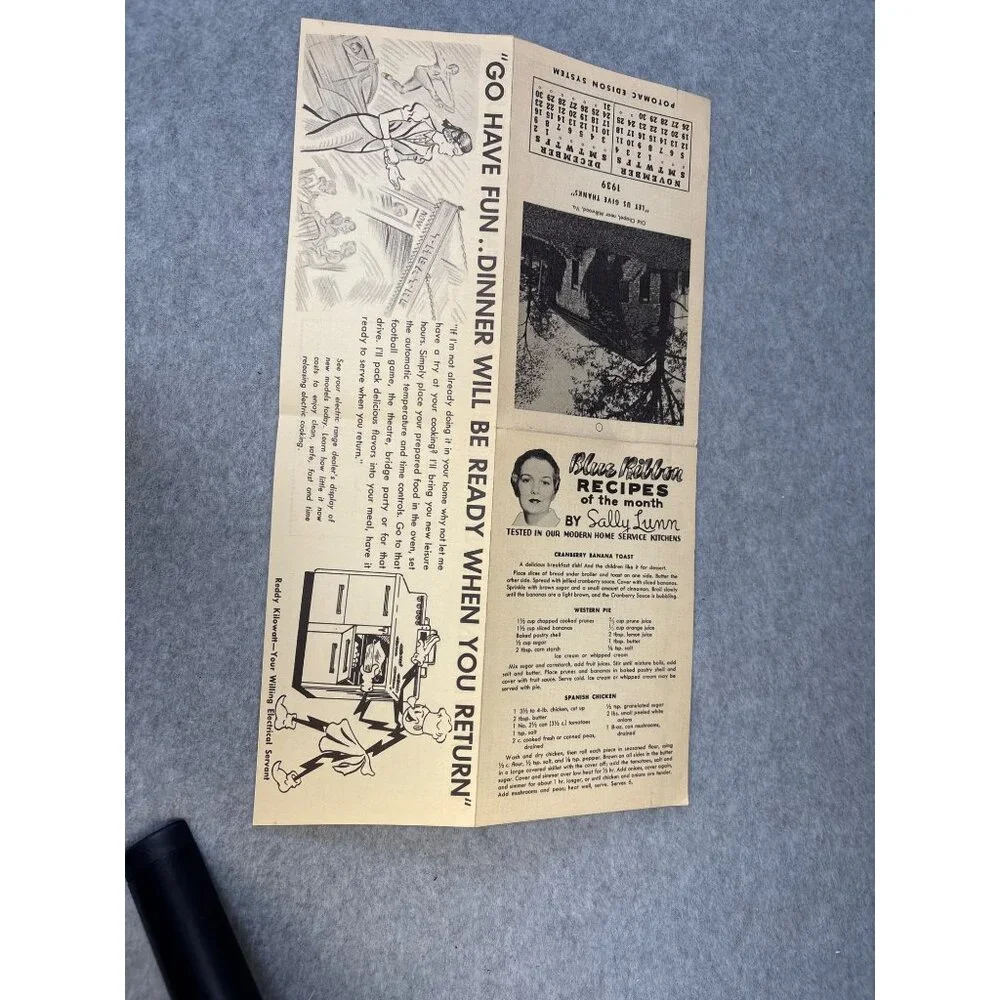 Vintage Thanksgiving 1939 Potomac Edison System Calendar Brochure Pilgrim Colony