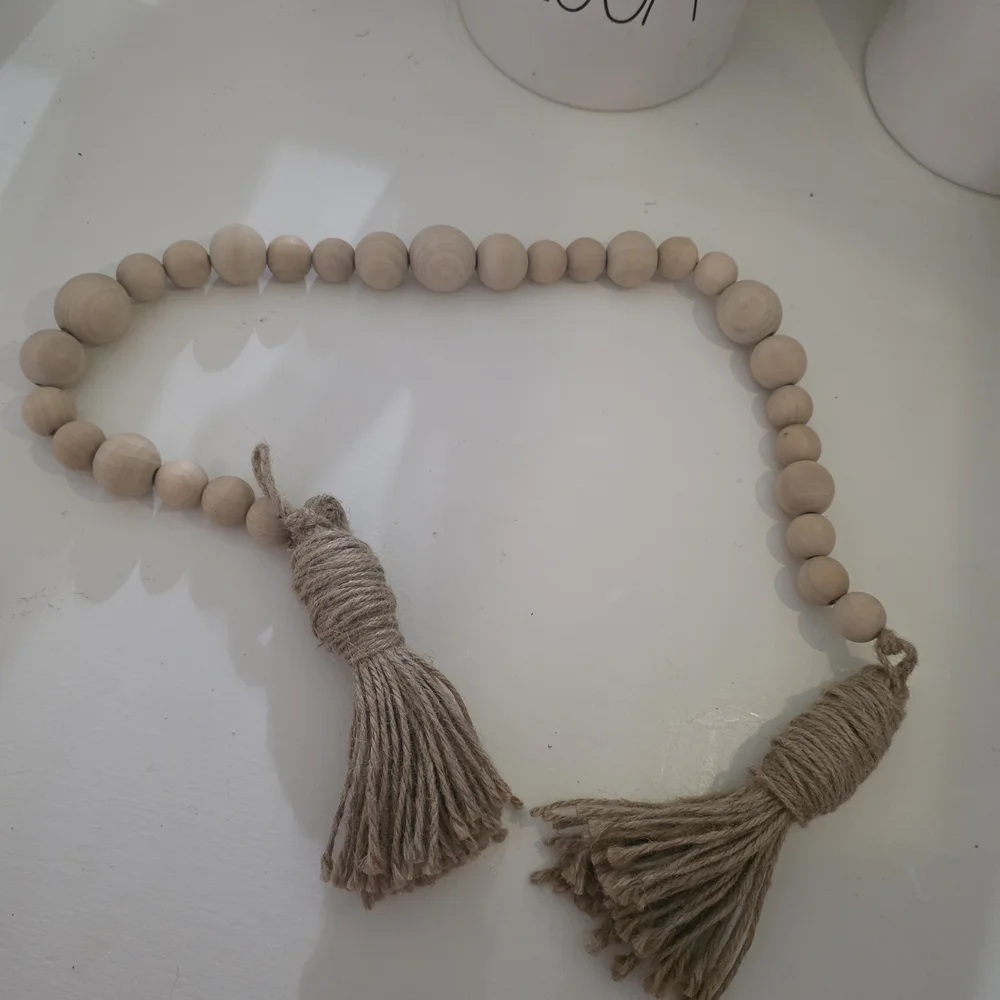 Hobby Lobby Natural Wood Bead Garland with Tassels