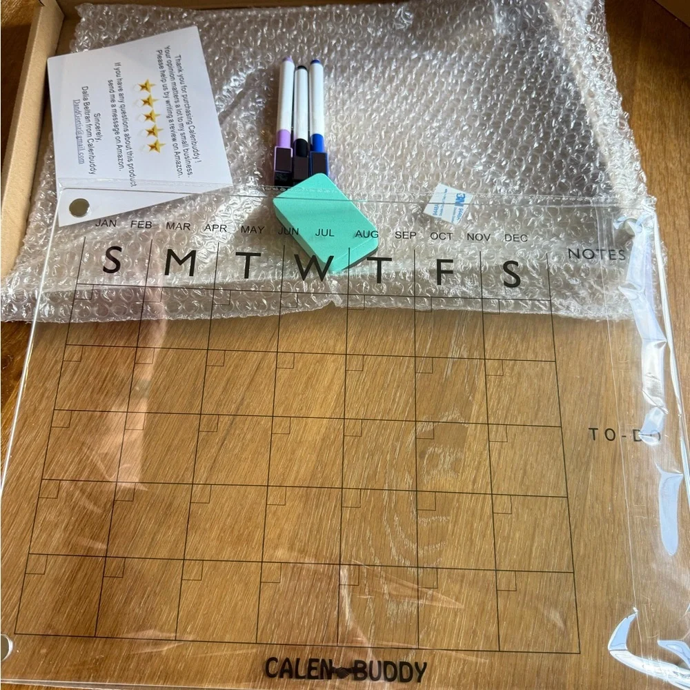 Magnetic Clear Acrylic Calendar with Markers for on Fridge - NEW
