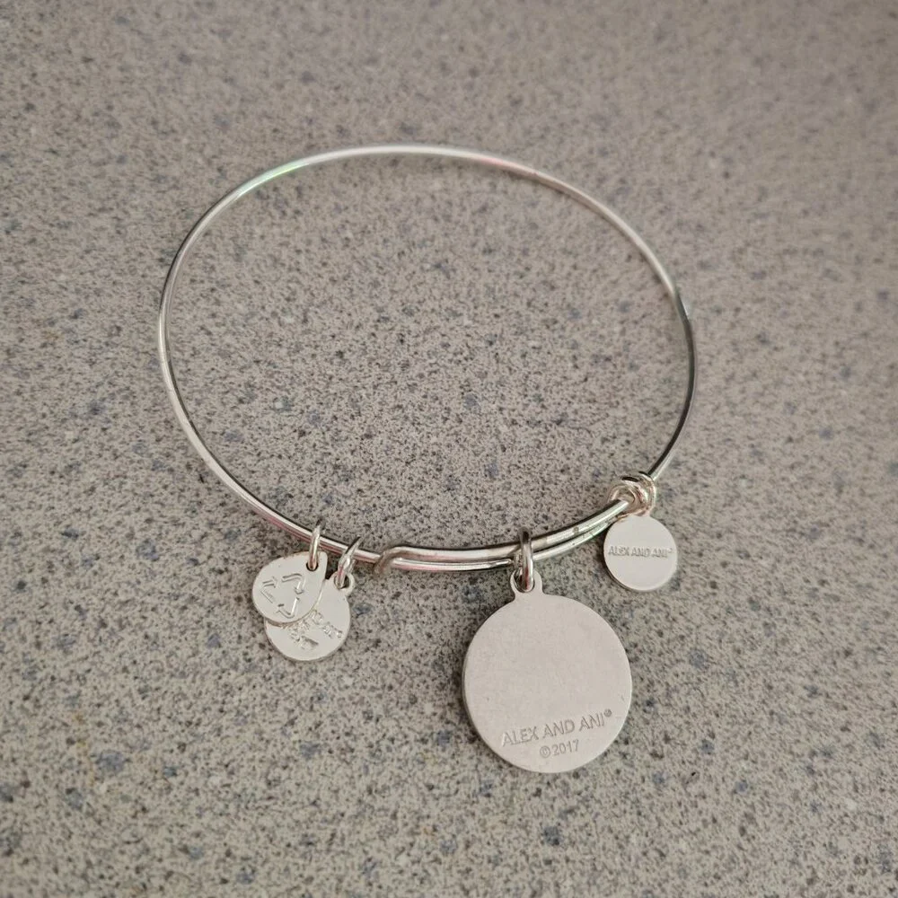 NWOT Alex and Ani All You Need Is Love Dog Paw Silver Charm Bracelet Bangle 161