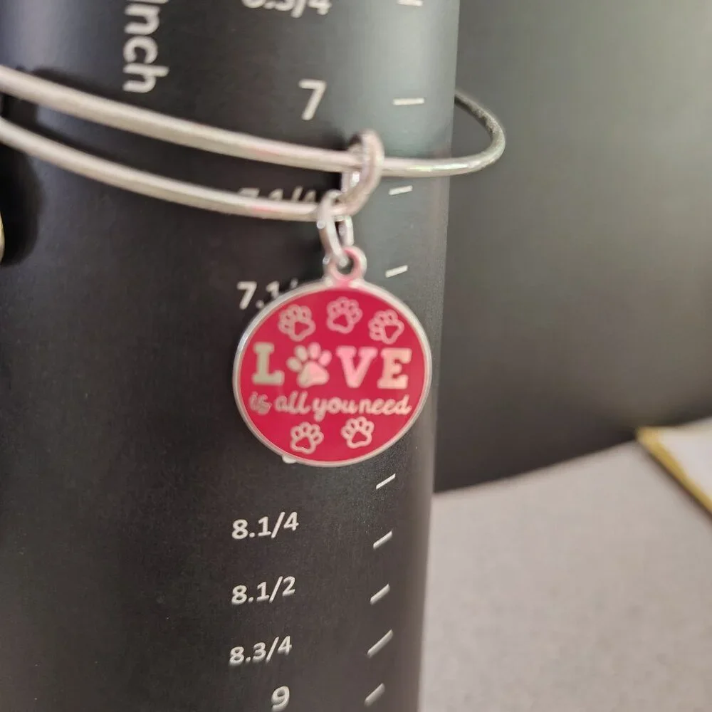 NWOT Alex and Ani All You Need Is Love Dog Paw Silver Charm Bracelet Bangle 161