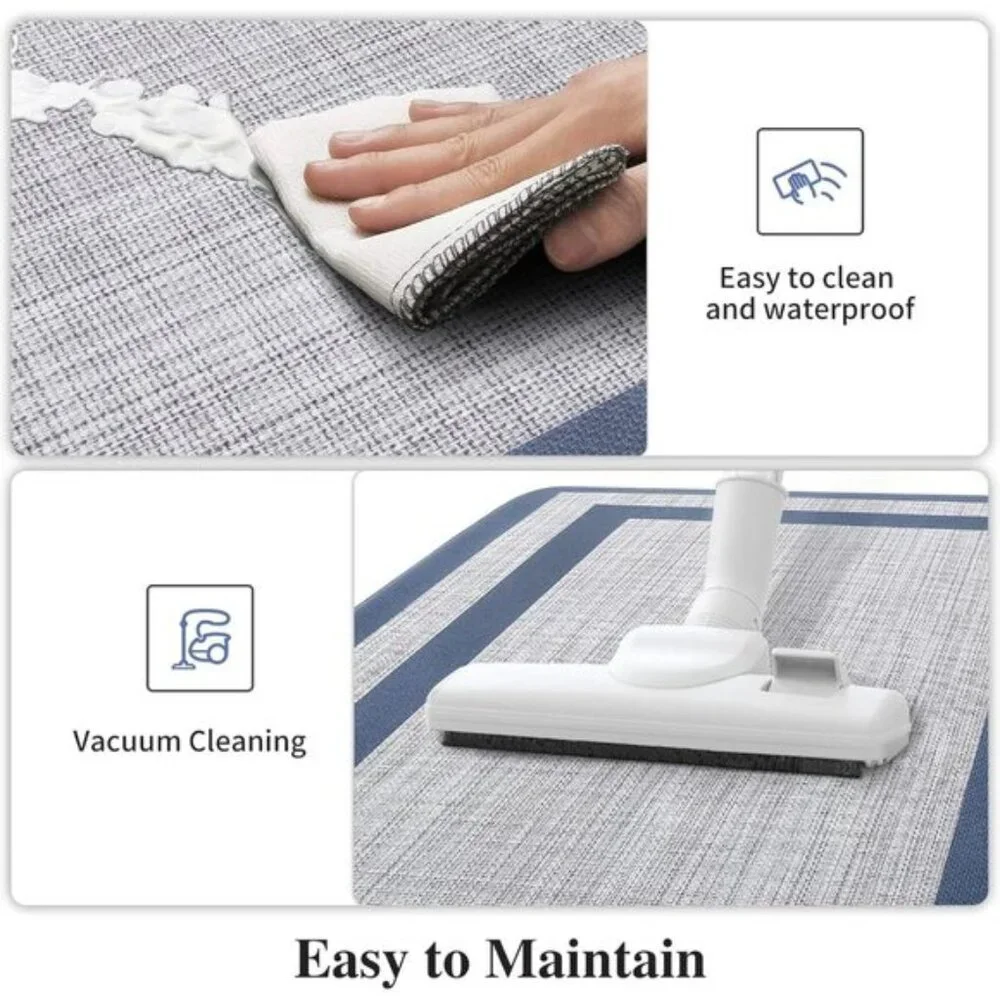 New Kitchen Mats, 2Pcs Cushioned Anti-Fatigue Waterproof Rugs Blue Gray Set