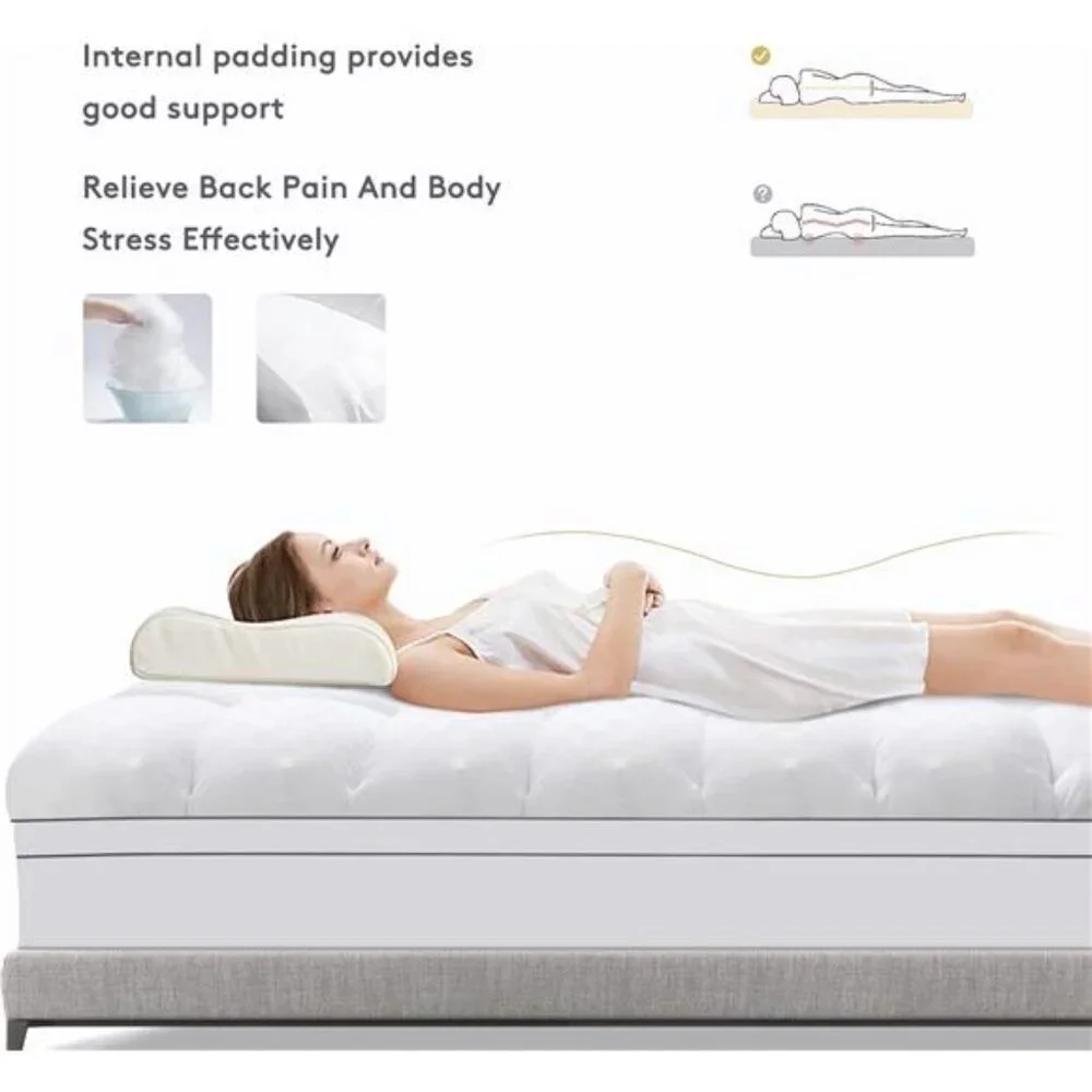 New Mattress Topper Queen,Extra Thick Mattress Pad Cover for Back Pain,Cooling