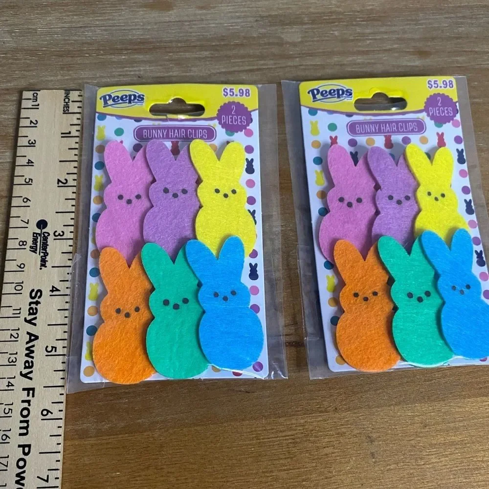 New Bundle of 2 Peeps Easter Colorful Bunny Hair Clips Hair Accessories