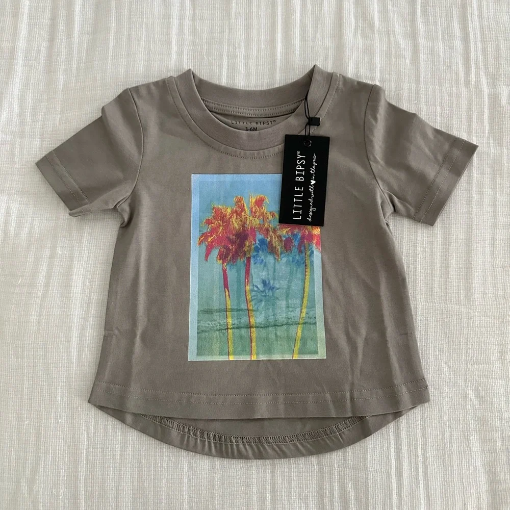 Kids Palm Tree Graphic Tee - Gray